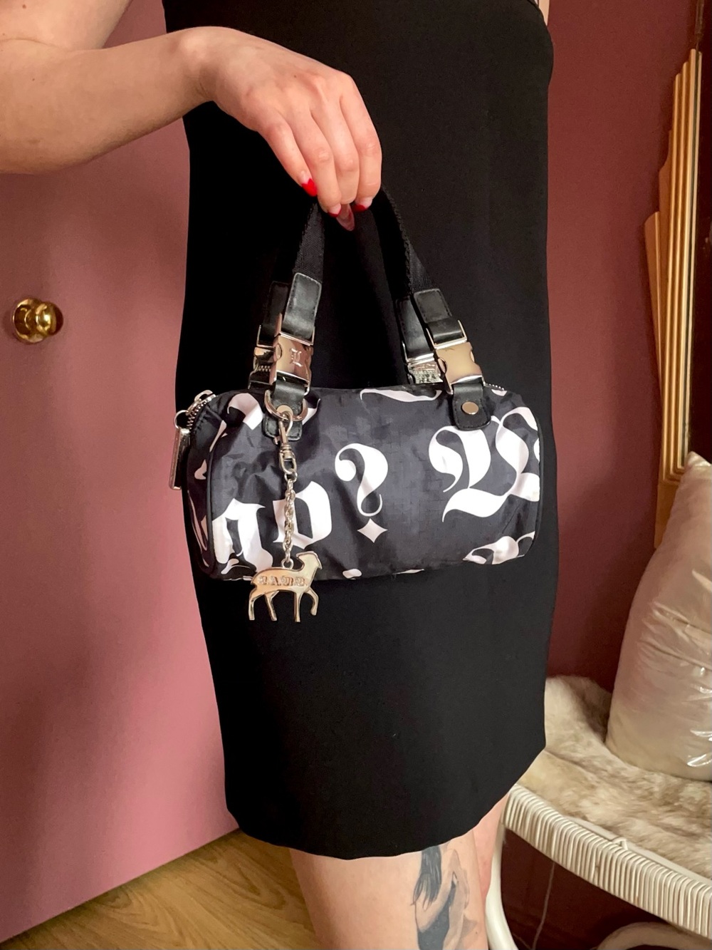 L.A.M.B X LESPORTSAC GOTHIC MICRO BARREL BAG
